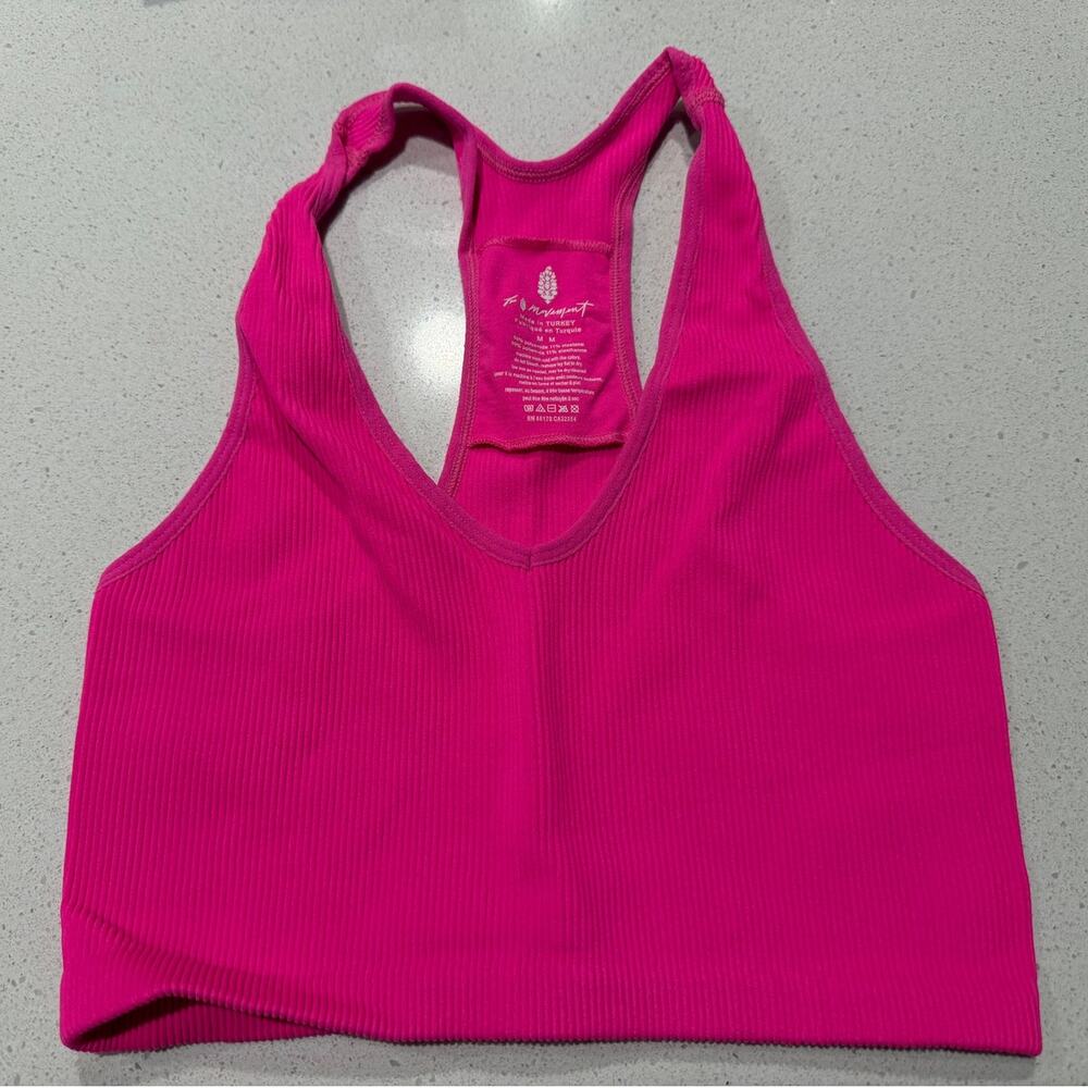 FP Movement by Free People Ribbed Racerback Crop Tank in Fuchsia Pink